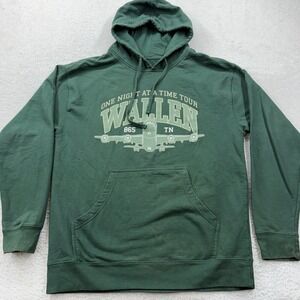 Morgan Wallen One Night At A Time Tour Hoodie Green Pullover Men Large